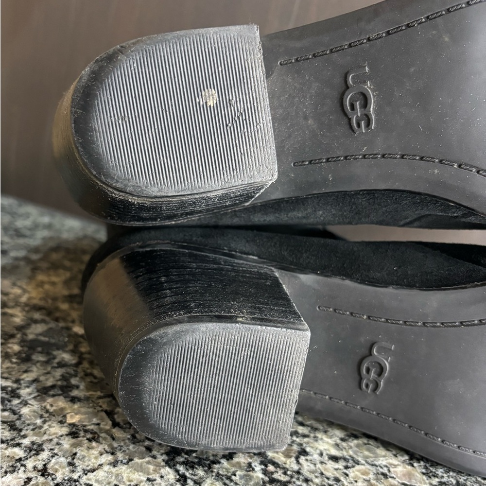 UGG Breeda Black Suede Stacked Heel Bootie Size 10 - Picture 10 of 11